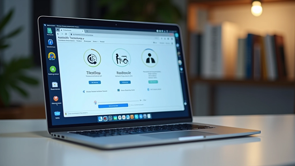 Assistive technology tools including screen reader software, magnification tools, and speech recognition interfaces