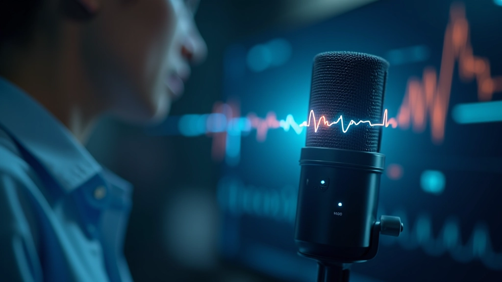 Microphone and voice control interface showing speech recognition technology for hands-free website navigation and content interaction