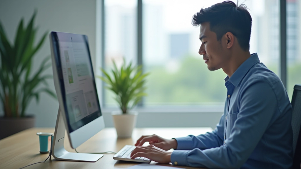 Person using keyboard with visible focus ring indicators on form fields and navigation elements